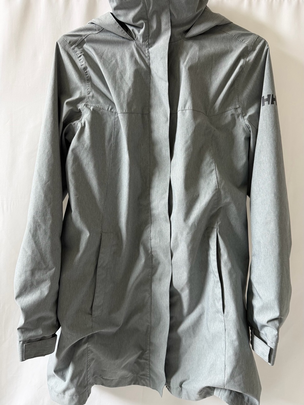 Helly Hansen Women’s Small Gray Hooded Long Rain Jacket Coat